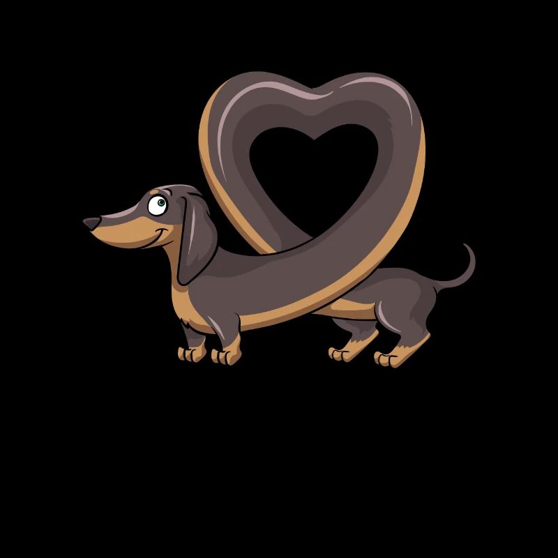 Teckel mignon faisant une forme de coeur. conception