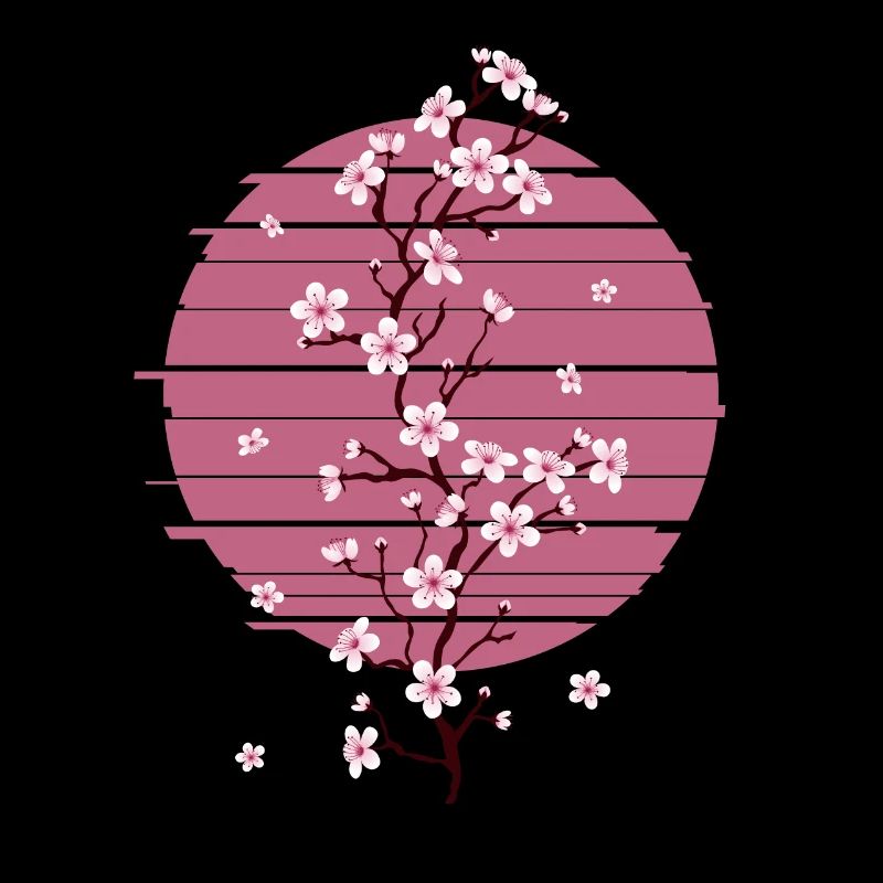 Retro Cherry Blossom Japanese Tree Sakura