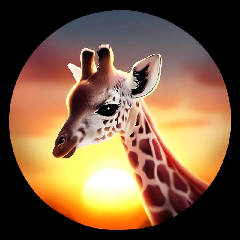 Young giraffe in sunset