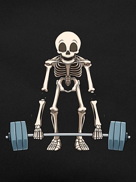 Funny skeleton weightlifting