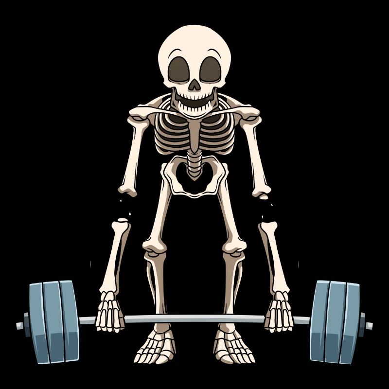 Funny skeleton weightlifting