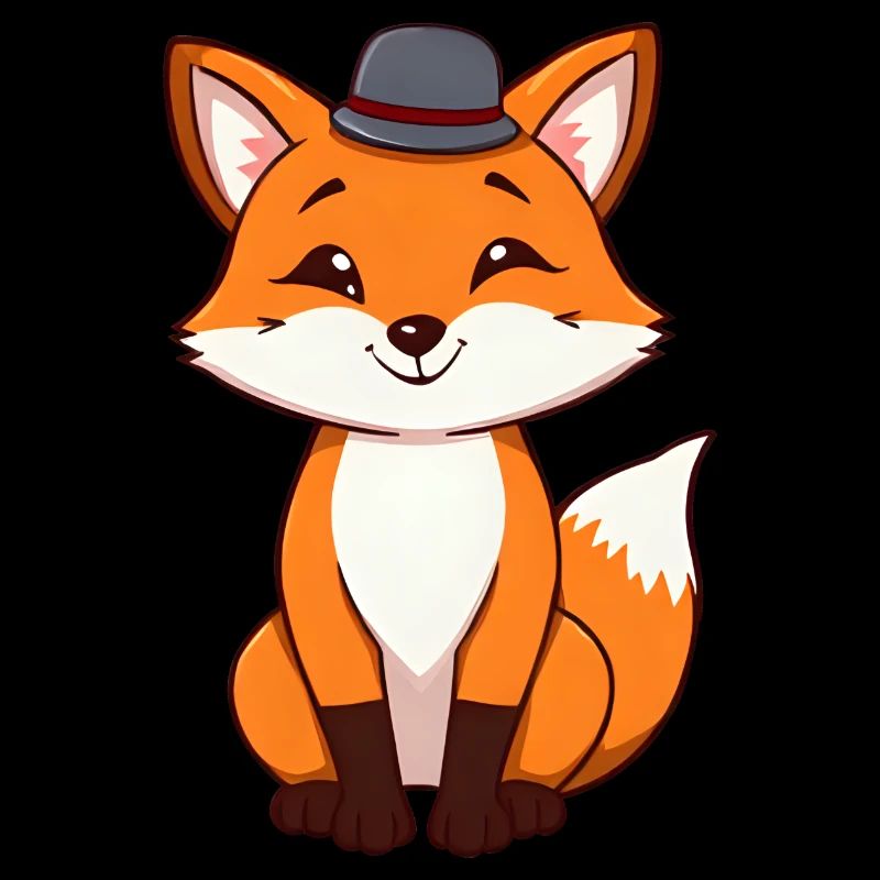 Cheeky Fox with Hat Waiting for Adventure