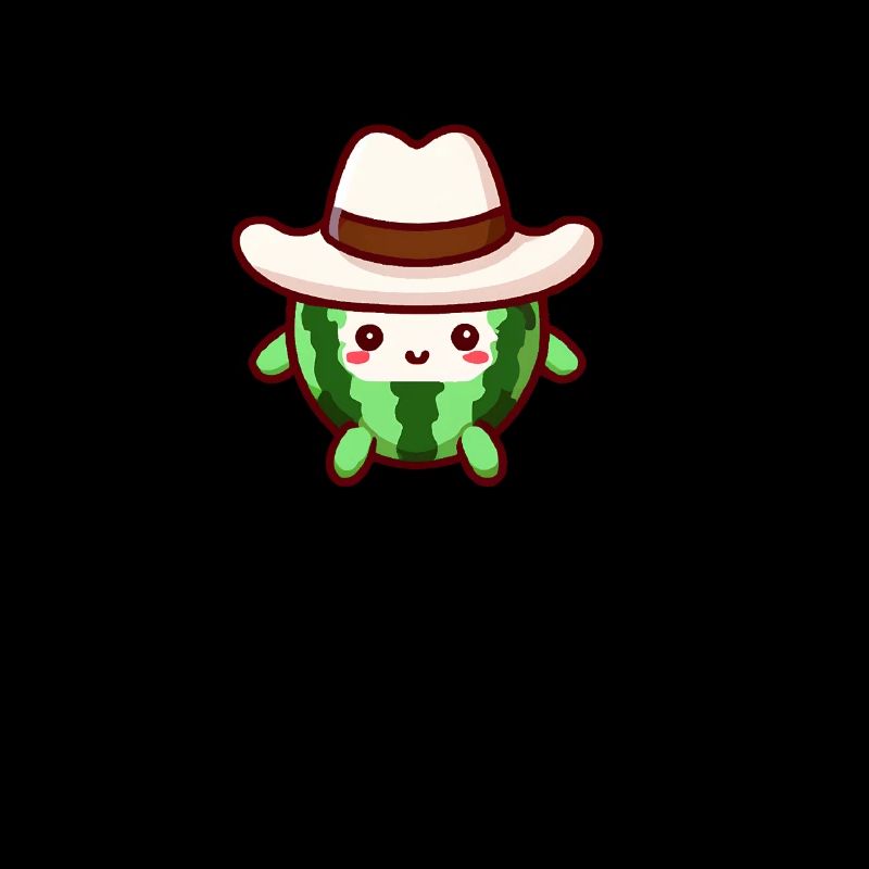 Pastèque douce avec chapeau de cow-boy dans le style kawaii