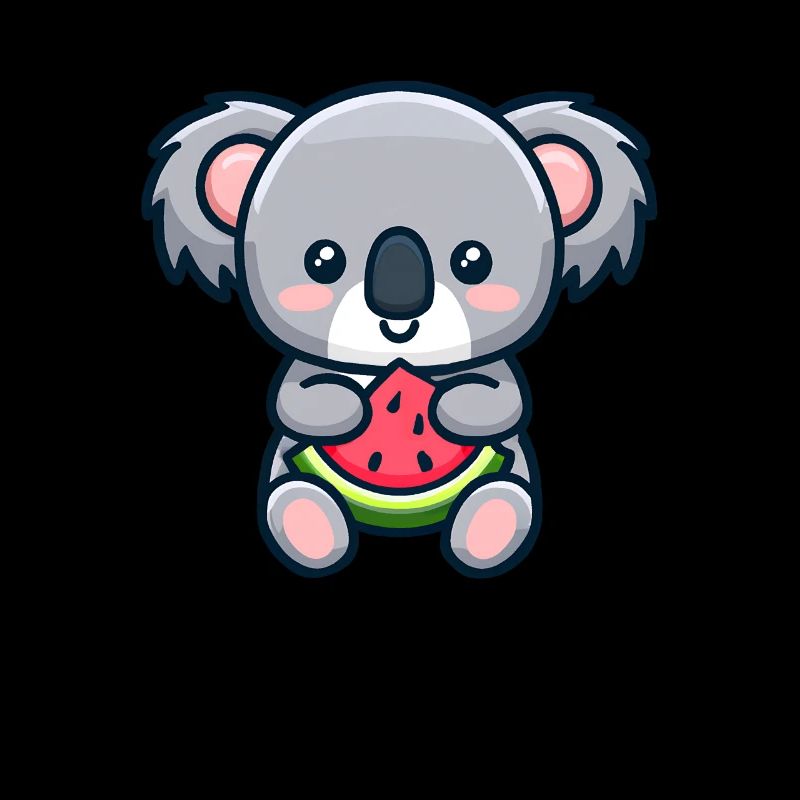 Le koala sucré mange de la pastèque rouge