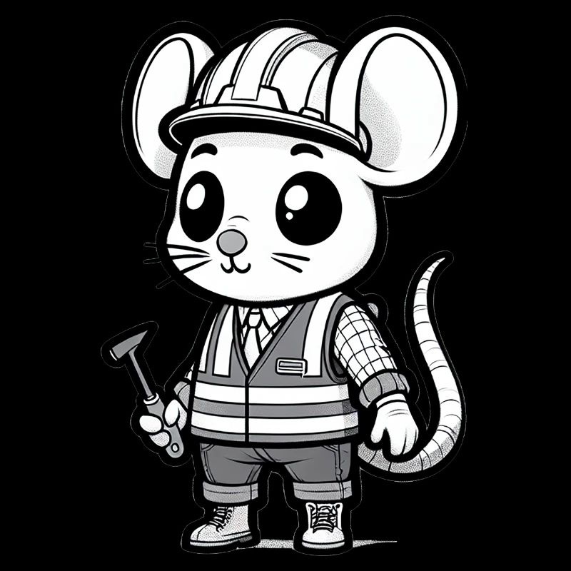 Cute Mouse Construction Worker