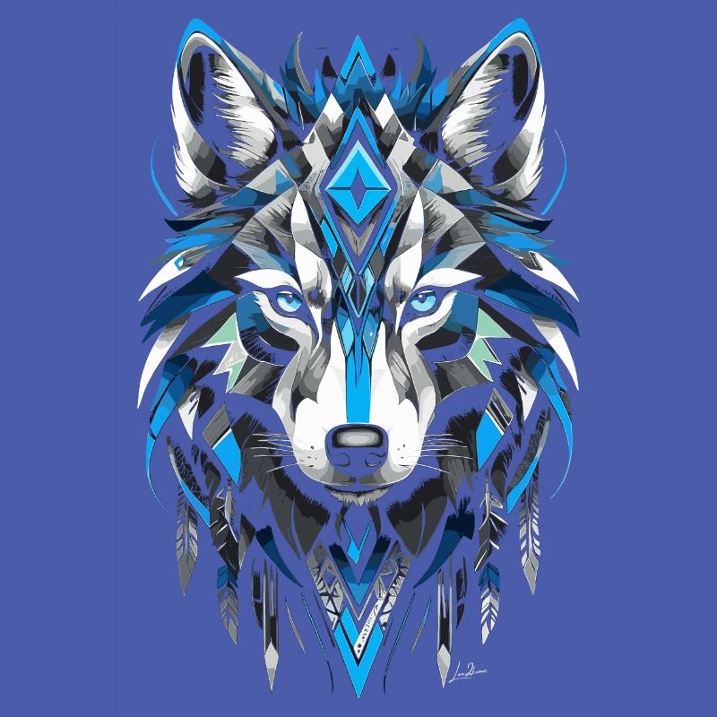 Blue Geometric Wolf