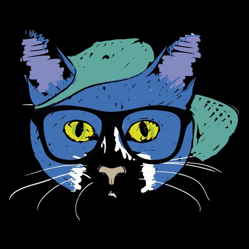 Blaue Katze mit Cap