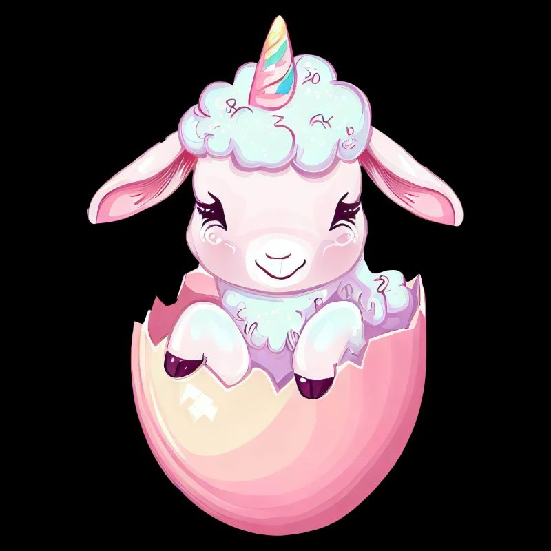 Agneau licorne dans la conception imaginative de mouton à l’œuf
