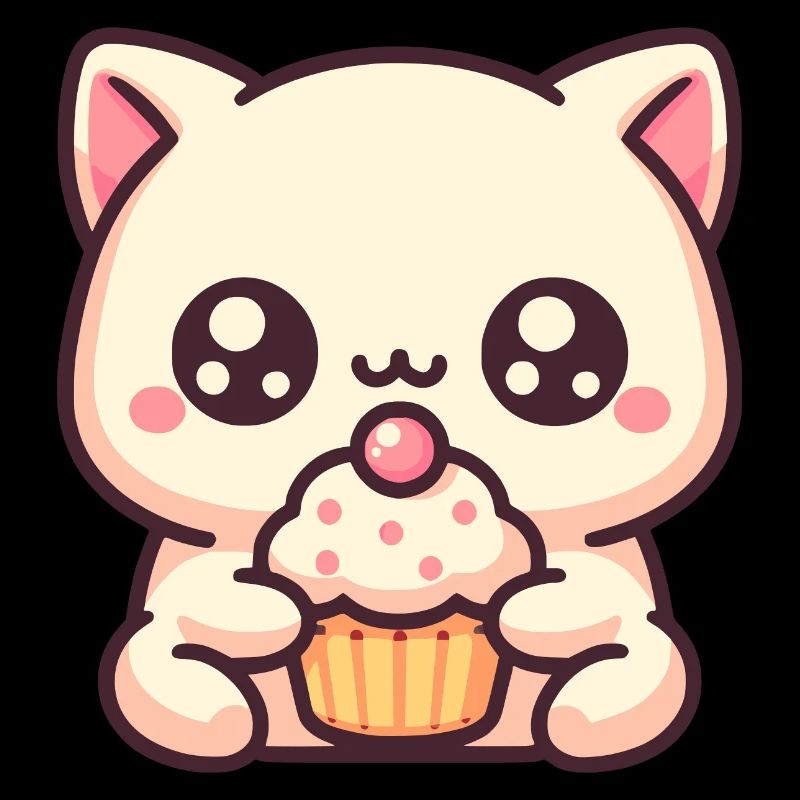 Chat mignon avec cupcake