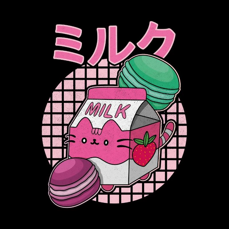 Erdbeeren Milkshake Japan Macaroon Spruch