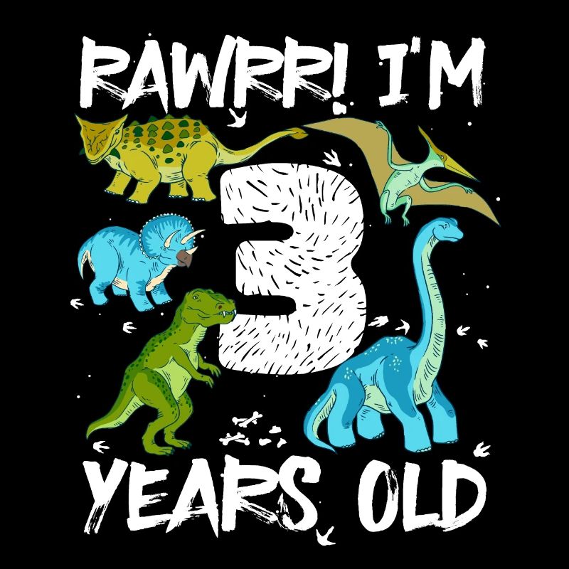 Three 3 years 3rd birthday 3 years, dinosaur