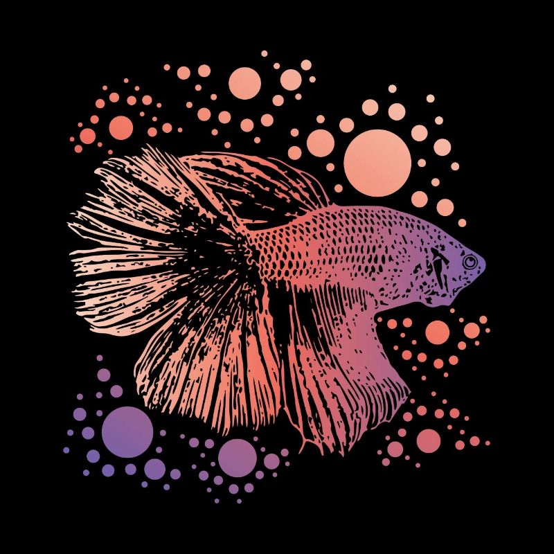 Betta Splendens Retro print I Siamese Fighting