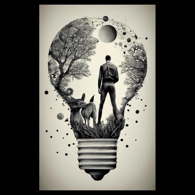 man inside a light bulb