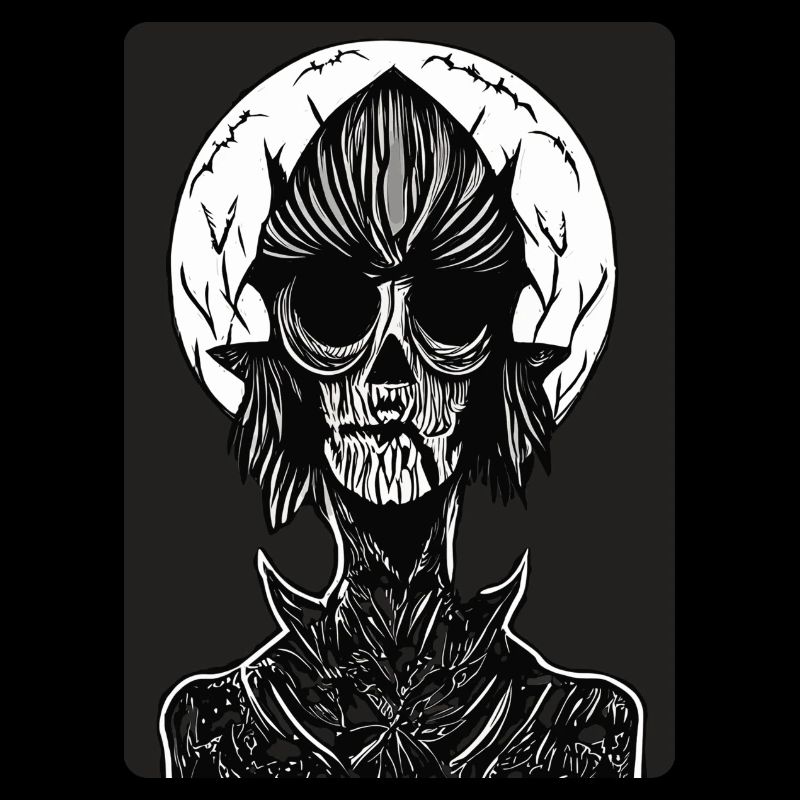 Scary Black and White Dracula with Empty Eyes