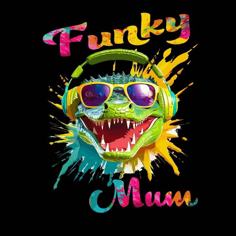 Funky Mama. Geburtstag, Muttertag. Krokodil