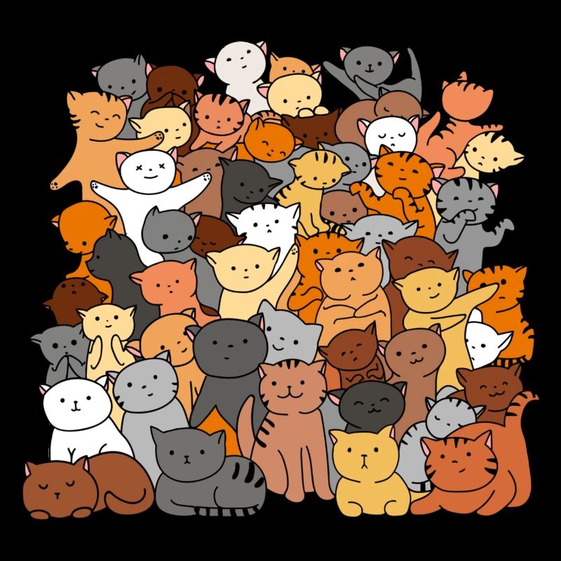 Multicolored cat group