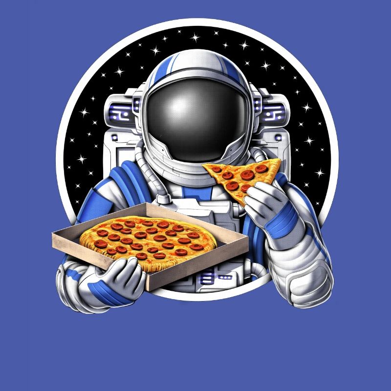 astronaute de l’espace mangeant de la pizza