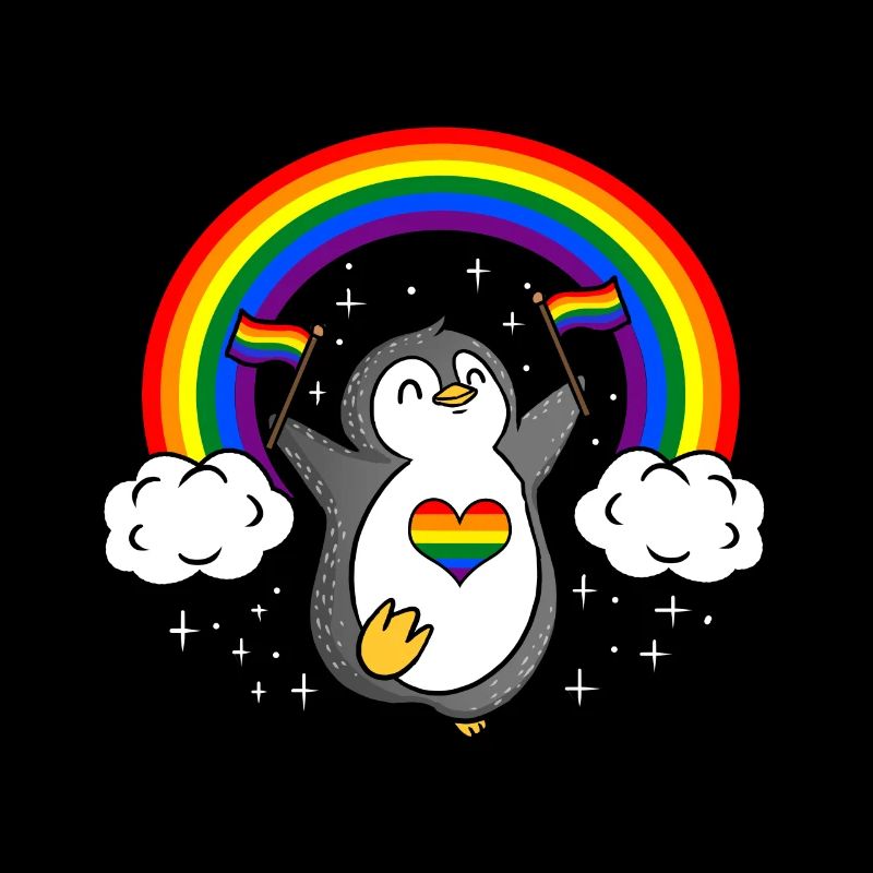 Pingouin avec drapeau LGBT