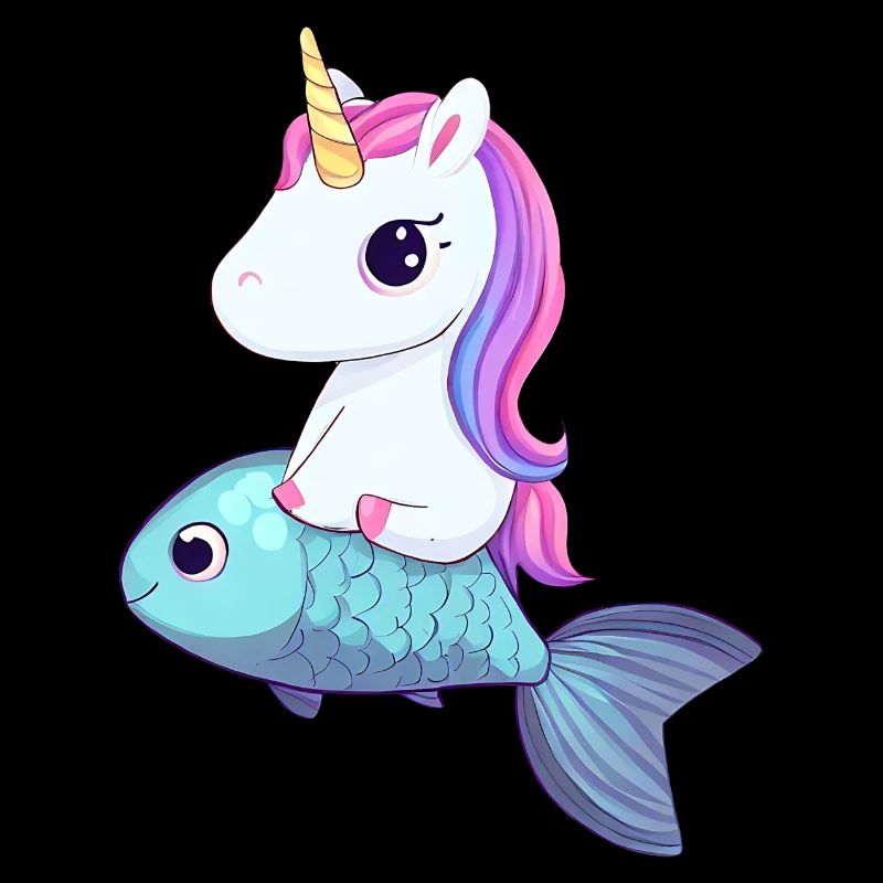 Unicorn rides on fish