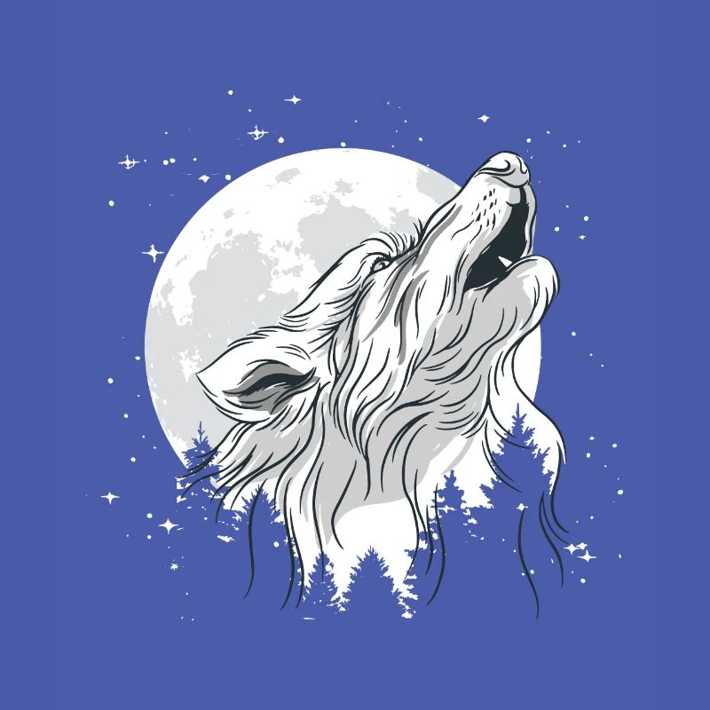 Moon with a wolf