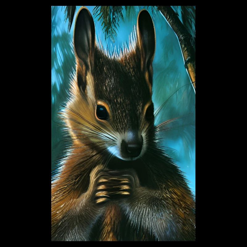 Cool Comic Portrait wild red squirrel majestic