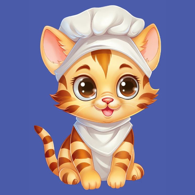 Cute Bengal Cat Chef Comic Design