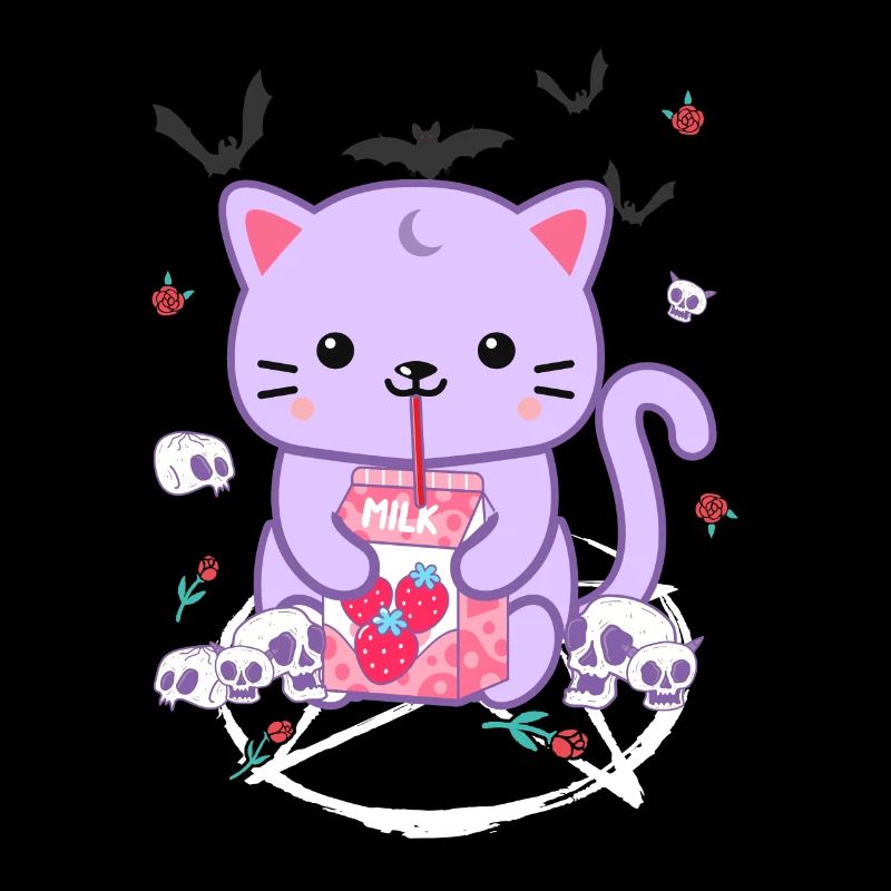 Katze Erdbeermilch Goth-Katze Goth Geschenk