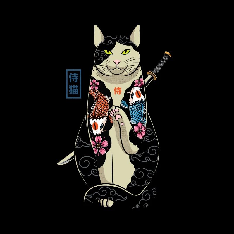 samurai cat - maneki neko