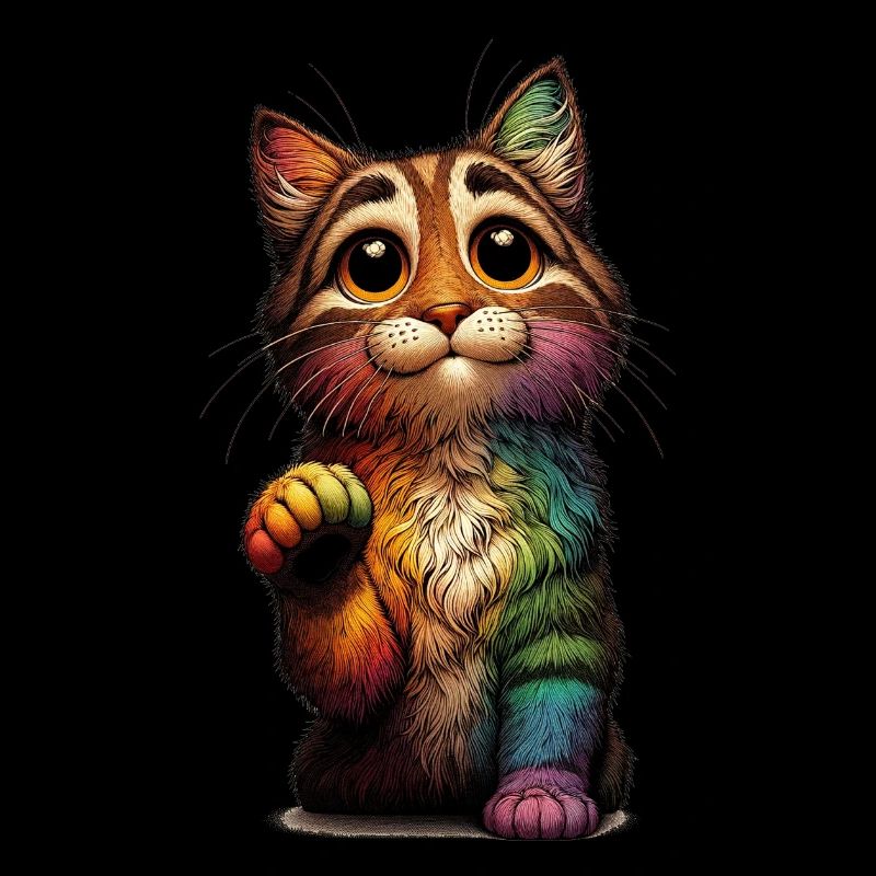 Bettelnder Regenbogen Kater