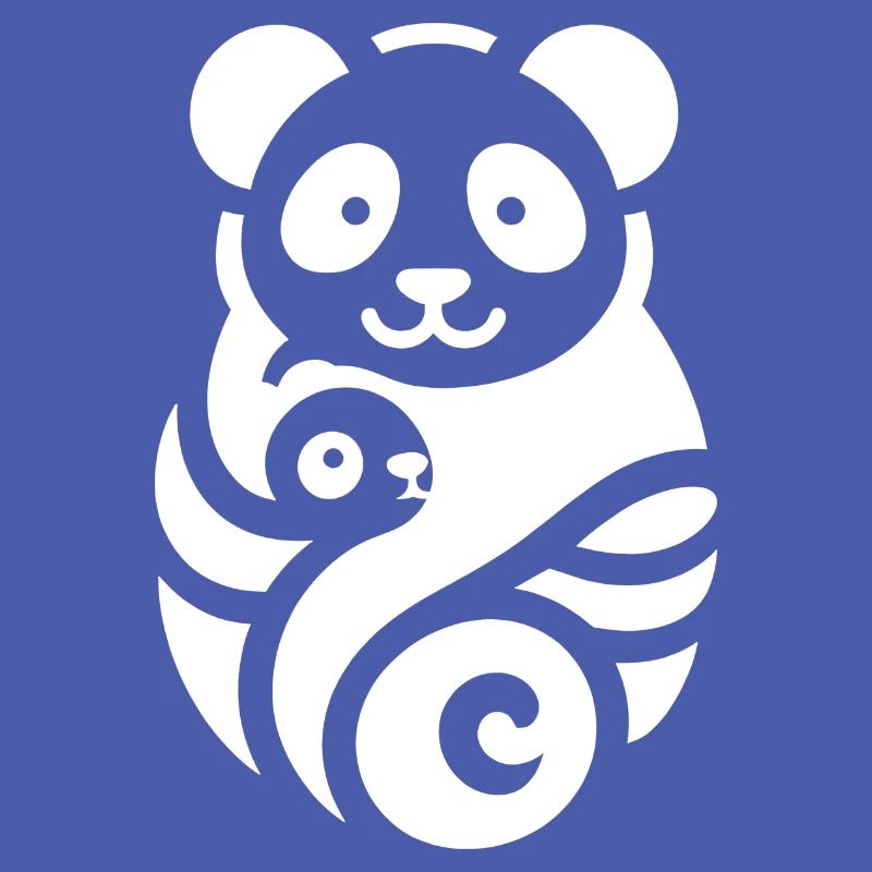 Panda Mutter Kind Silhouette Minimalistisch