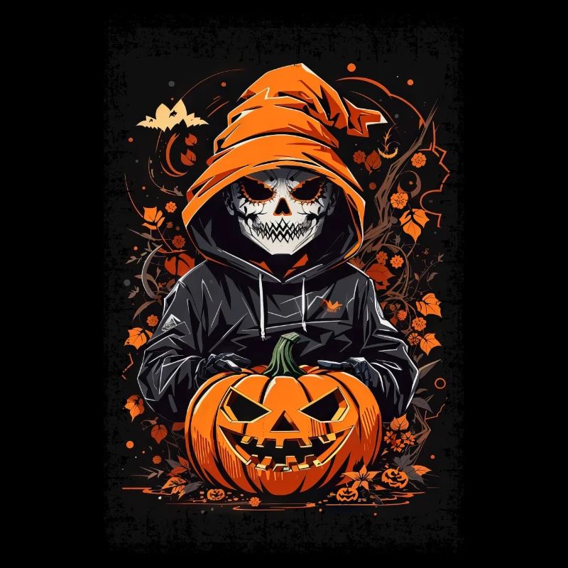 Halloween Pumpkin, Grim Reaper & Skeleton - Haunted Night