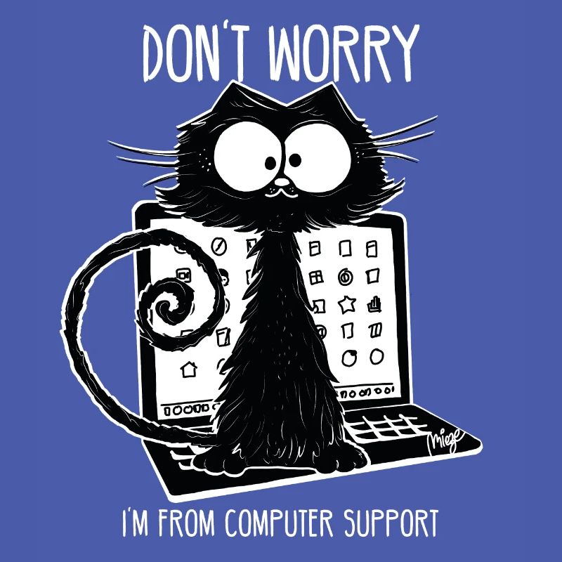 Black Cat Funny Saying Computer Support