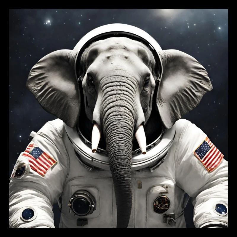 Éléphant en costume d’astronaute