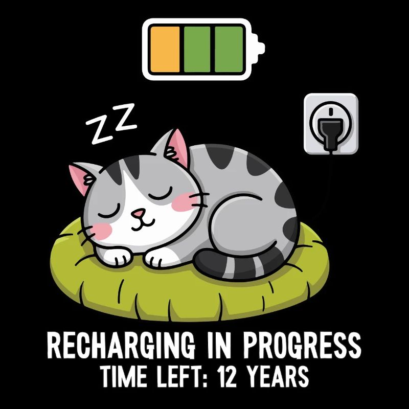 Recharging in Progress Cat