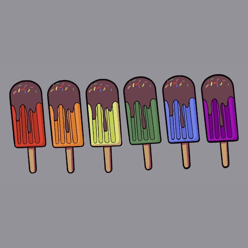 Regenbogen-Eis am Stiel Parade