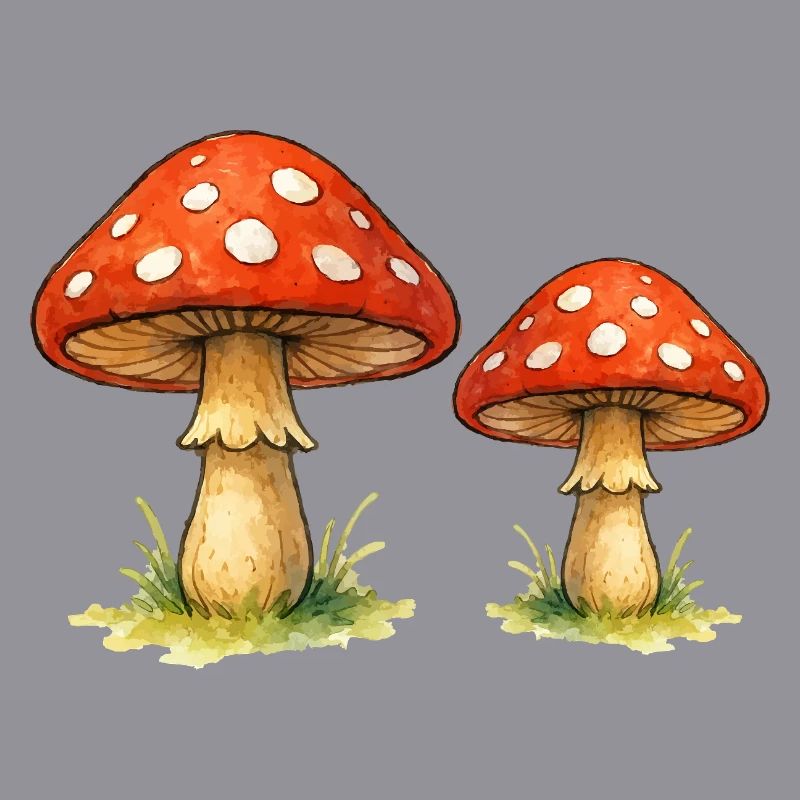 Red toadstools in the grass