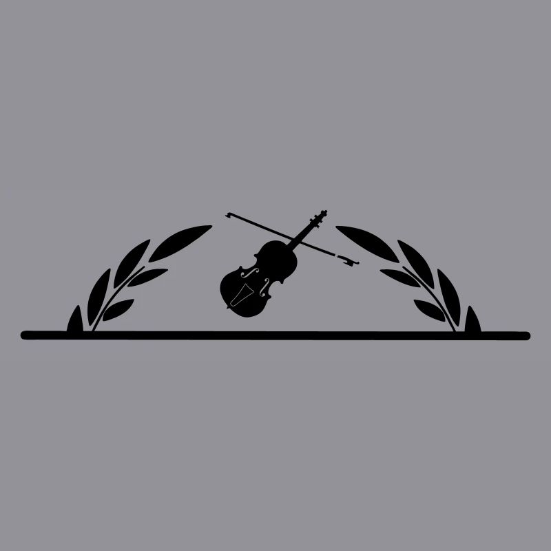 Violin in half laurel wreath