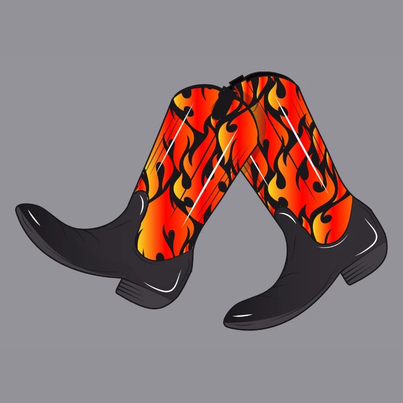 extravagant western boots with flame pattern