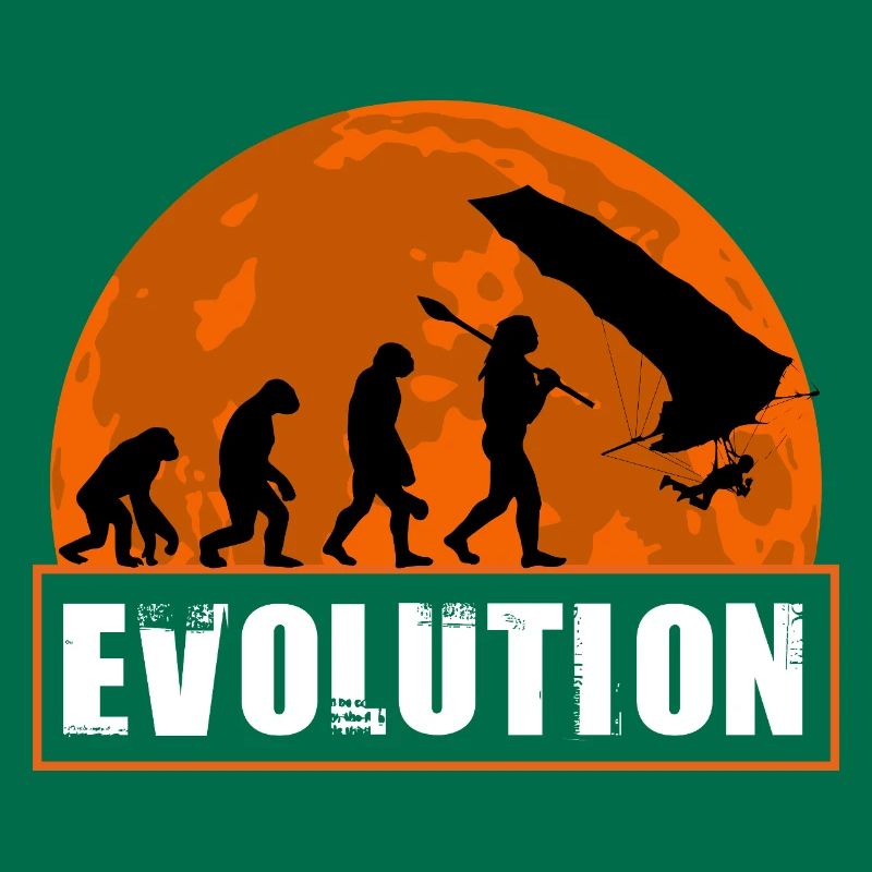 Évolution du design au coucher de soleil de pilote de deltaplane