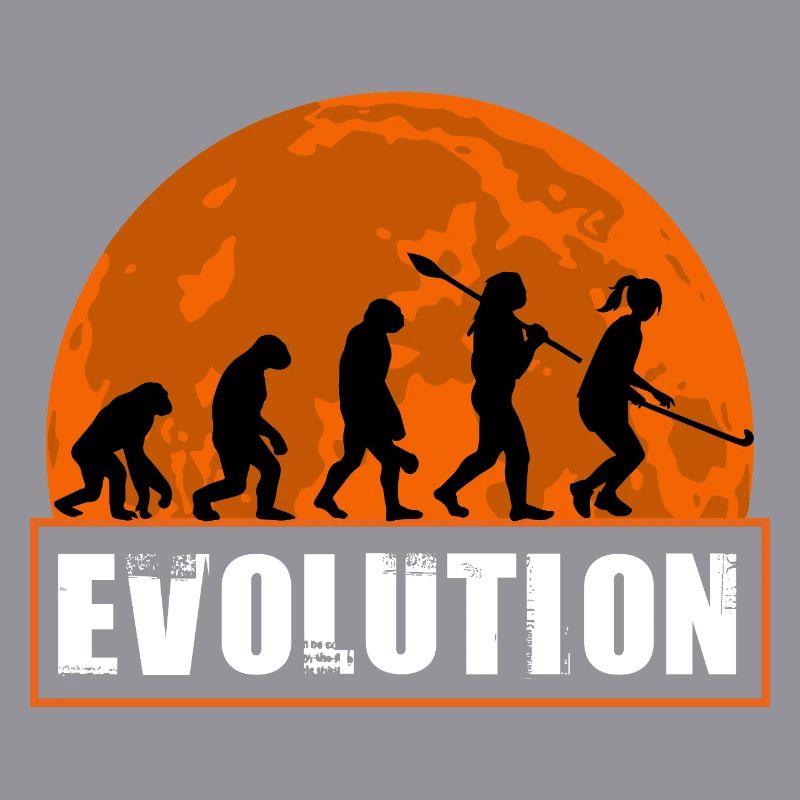Silhouette du Coucher de Soleil de l’Évolution du Hockey sur gazon