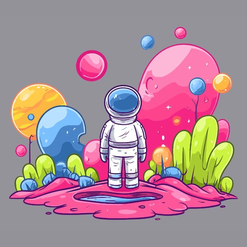 Astronaute dans l’espace rose