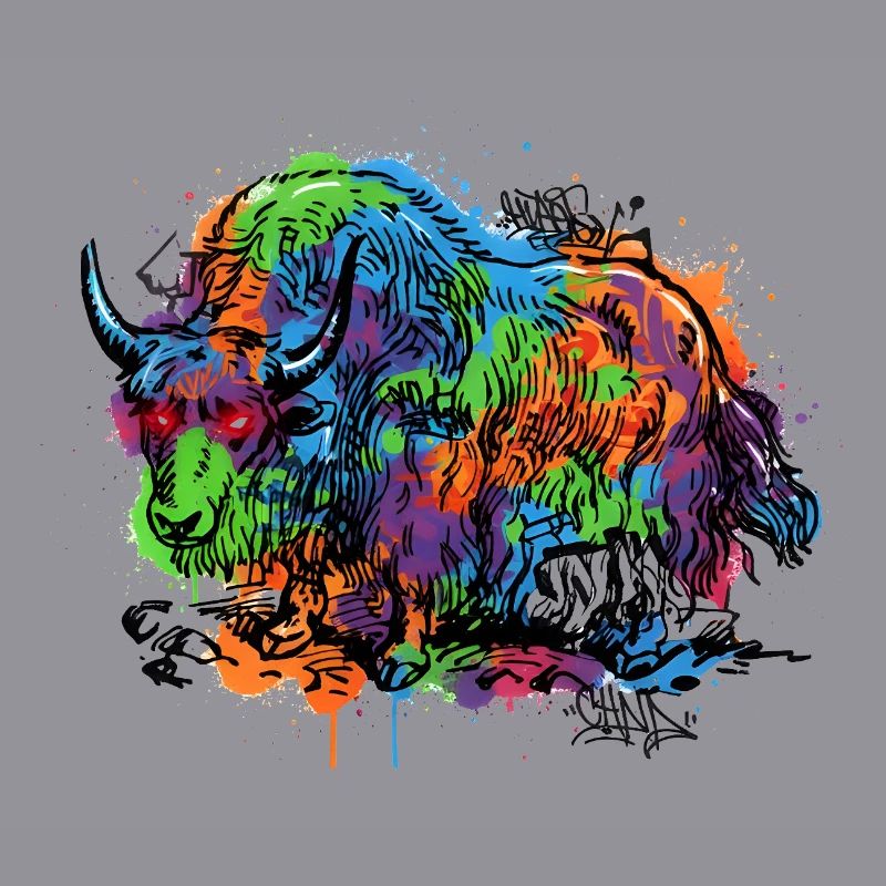 Rainbow Yak Graffiti Pattern