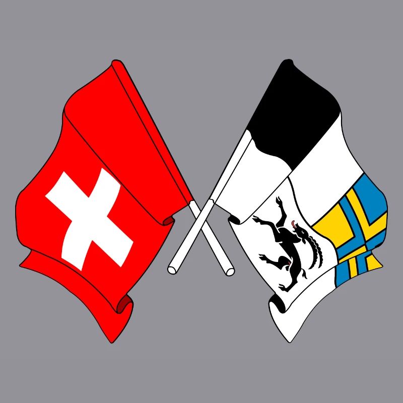 Drapeau de la Suisse et drapeau des Grisons