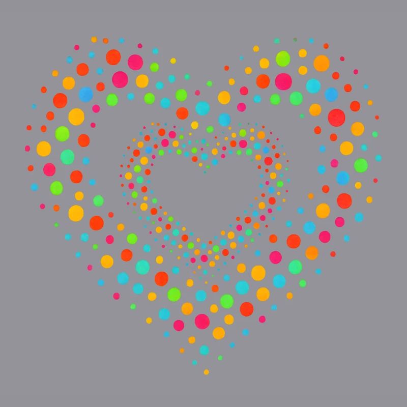 Rainbow Dot Heart Pattern Tee