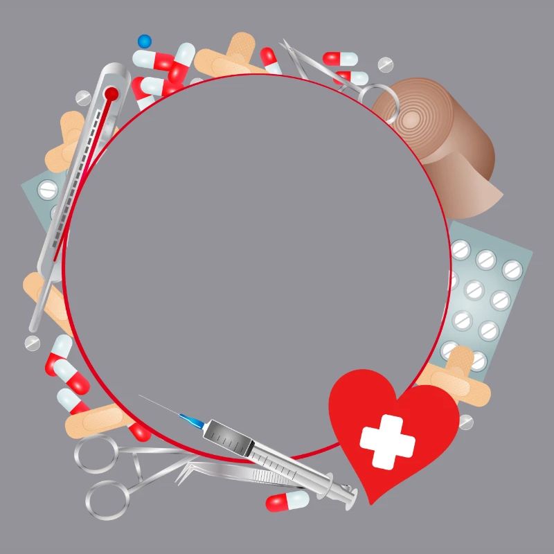 Erste Hilfe Set oder Reiseapotheke als Rahmen