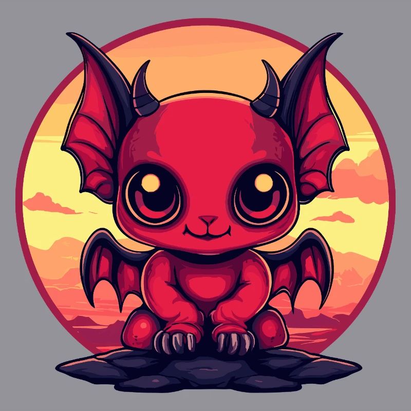 Roter Dämonen-Kobold am Abend