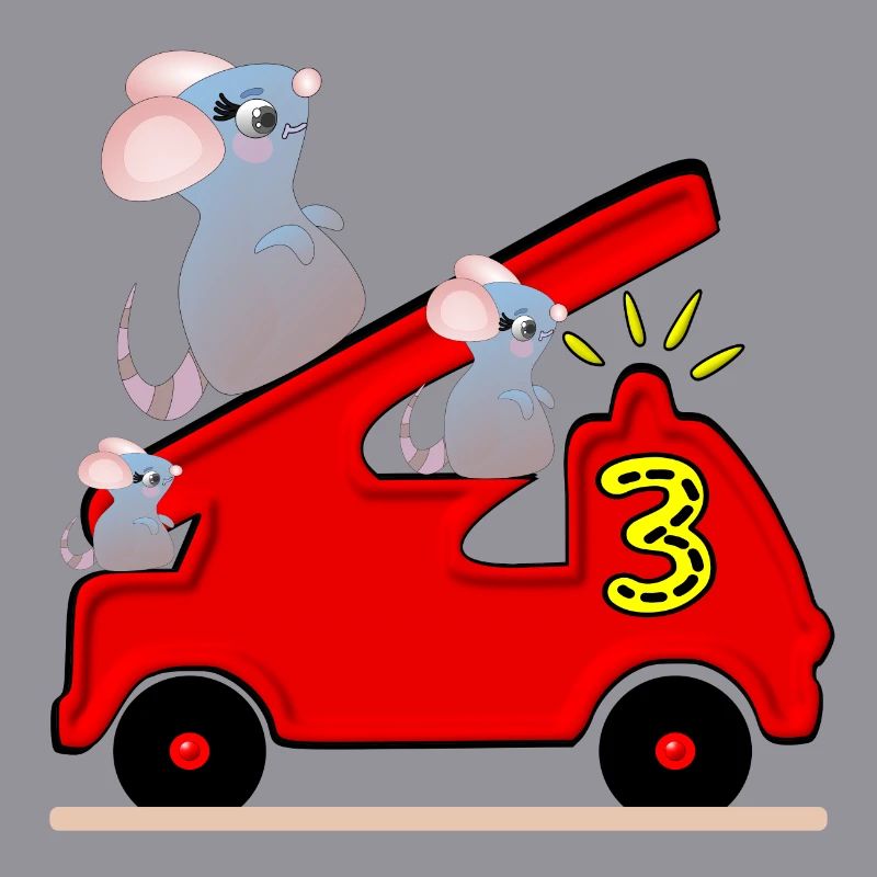 Fire Engine - THREE - 3rd Birthday - MICE