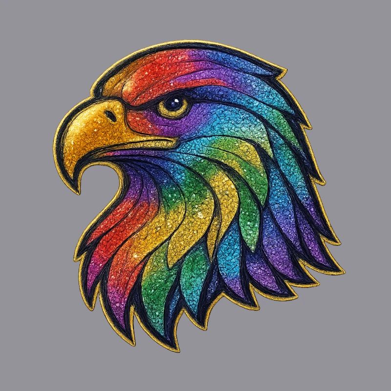 Regenbogen Adler Kopf Patch