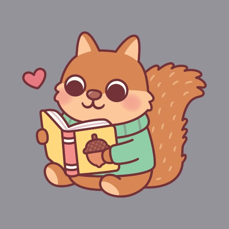 Cute Squirrel Reading A Book