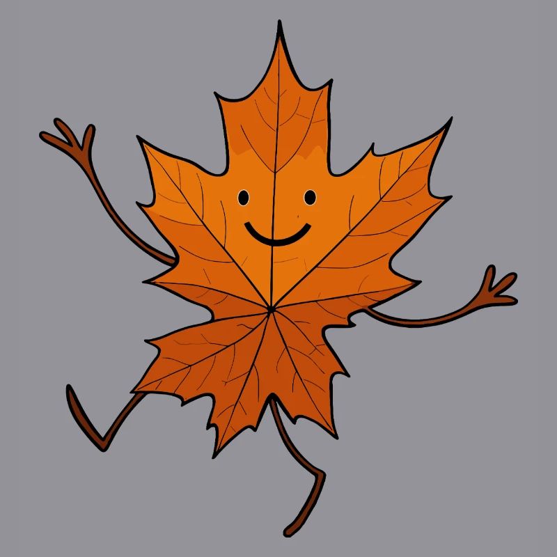 Comic Leaf Leaf Dancing Woodland Fall Maple